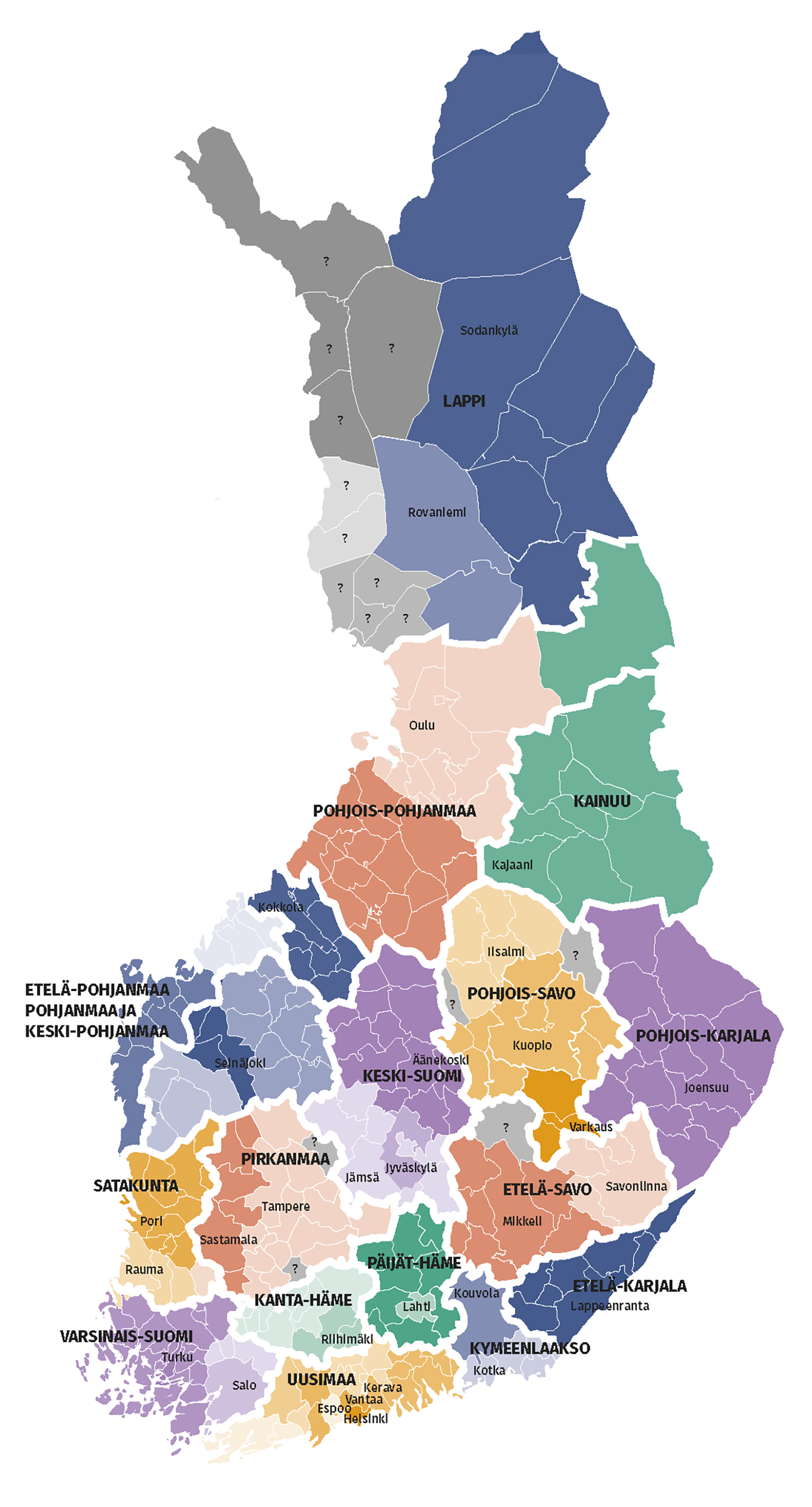 Suomeen on muodostumassa noin 45 työllisyysaluetta. 