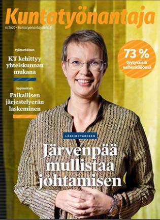 Kuntatyönantaja-lehden kansi 6/2020. Kannessa Järvenpään henkilöstöjohtaja Merja Soosalo.